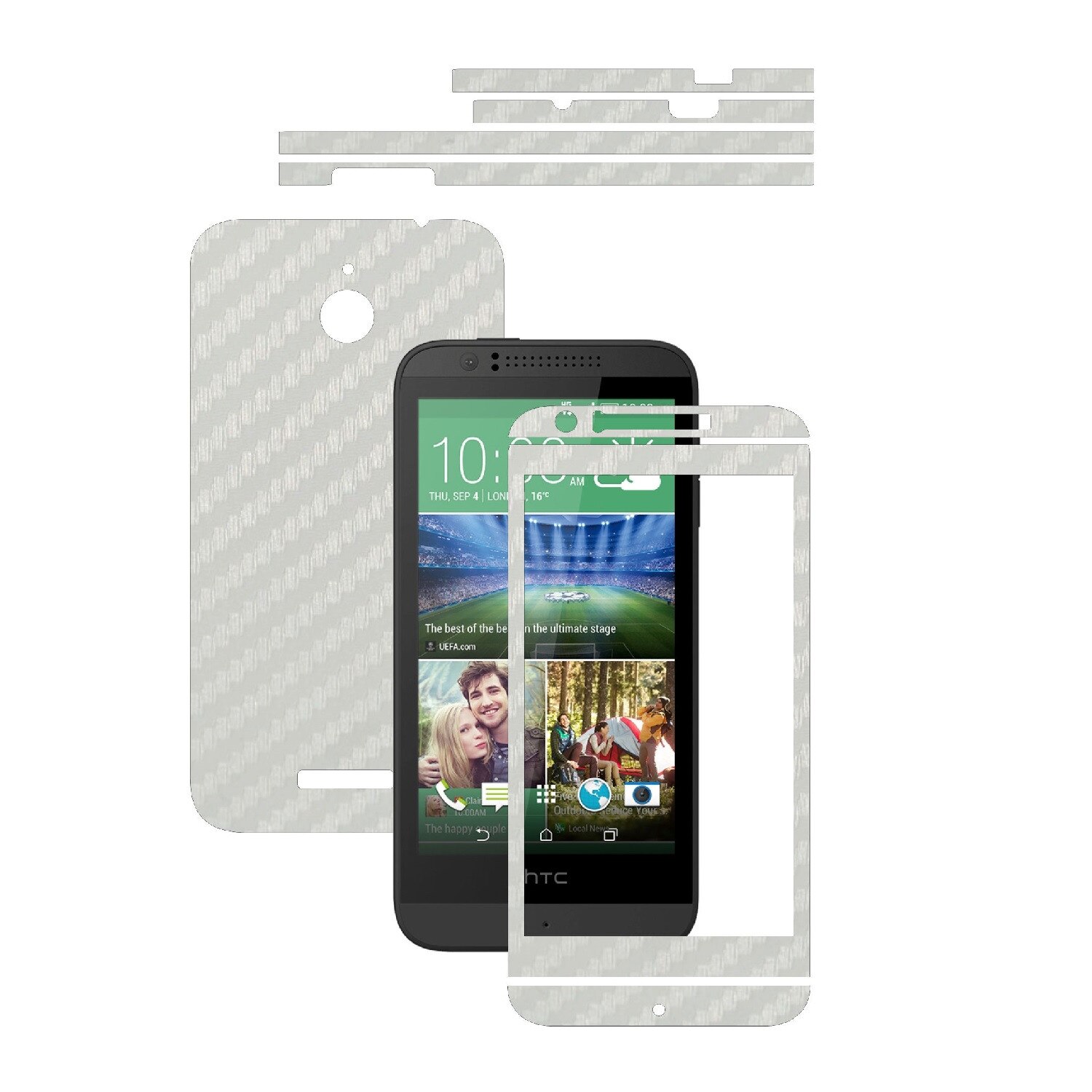 Folie de protectie Carbon Skinz, Husa de tip Skin Adeziv pentru Carcasa, Carbon Alb dedicata HTC Desire 510
