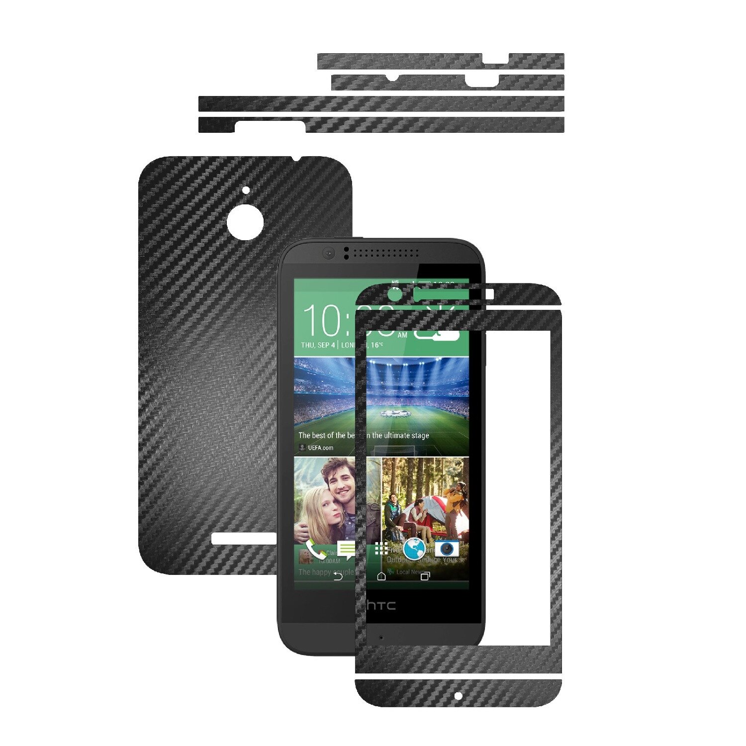 Folie de protectie Carbon Skinz, Husa de tip Skin Adeziv pentru Carcasa, Carbon Negru dedicata HTC Desire 510