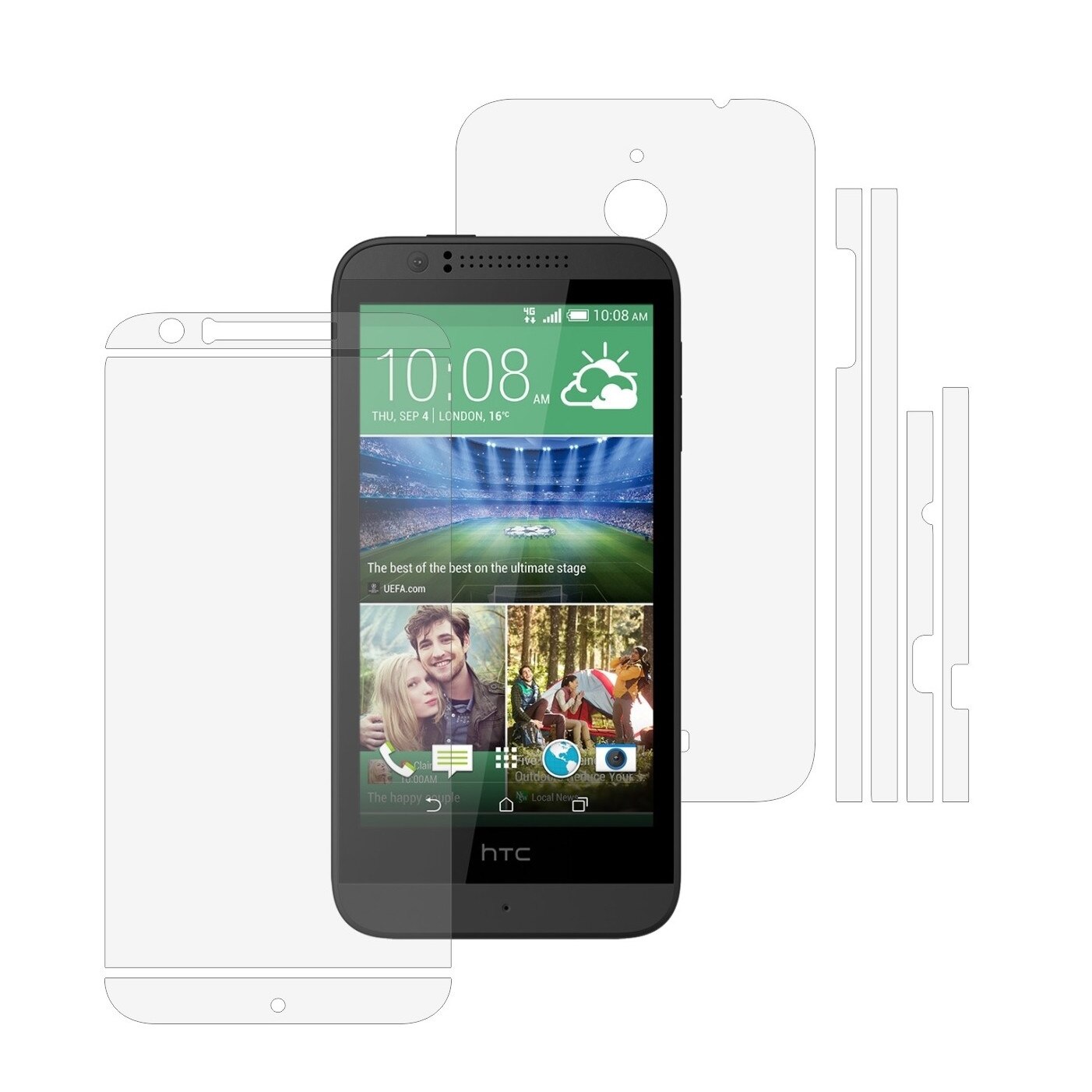 Folie Protectie Full Body Invisible Skinz Ultra-Clear AutoRegeneranta, Husa Transparenta de tip Skin Adeziv pentru Carcasa si Ecran, dedicata HTC Desire 510