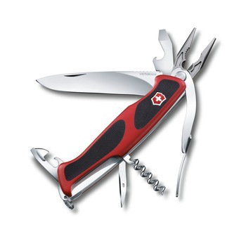 Cutit de buzunar elvetian, Victorinox, RangerGrip 74, 0.9723.C, 14 functii, 130 mm, Rosu/Negru Cutit de buzunar elvetian, Victorinox, RangerGrip 74, 0.9723.C, 14 functii, 130 mm, Rosu/Negru