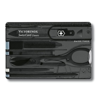 Cutit de buzunar elvetian, Victorinox SwissCard, Onyx, 0.7133.T3, 10 functii, 85 mm x 54,5 mm x 4,5 mm, Negru/Transparent Cutit de buzunar elvetian, Victorinox SwissCard, Onyx, 0.7133.T3, 10 functii, 85 mm x 54,5 mm x 4,5 mm, Negru/Transparent