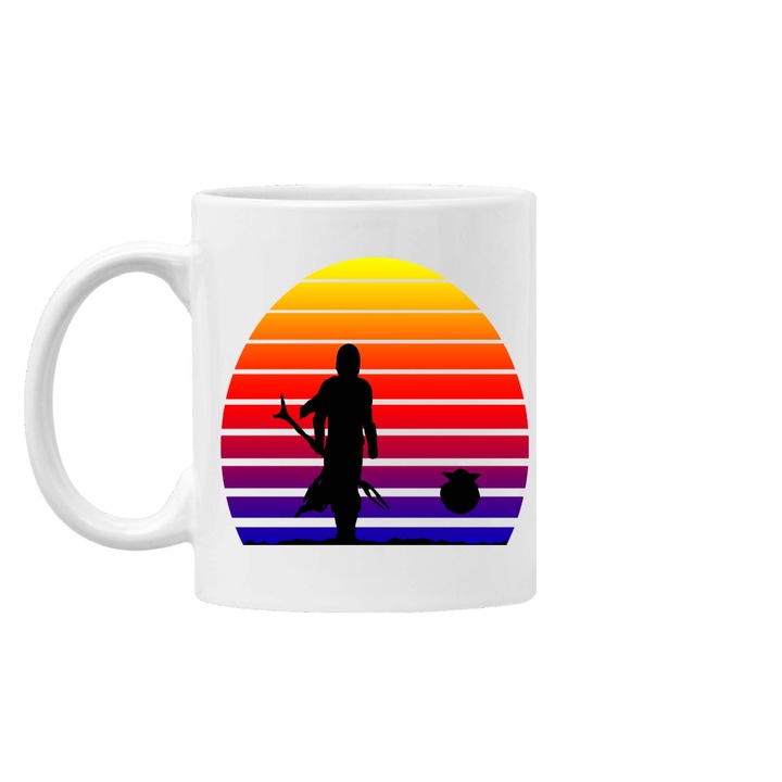 Cana de cafea/ceai Mug Tralala Star Wars Mandalorian Retro Sunset, Alb, 330 ml