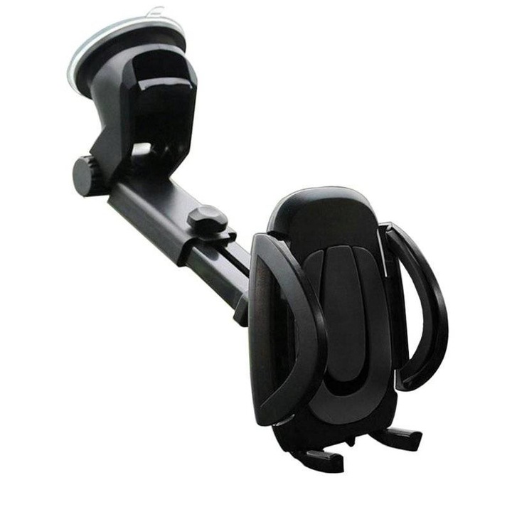 Suport auto de telefon, Interlook, Plastic, Negru