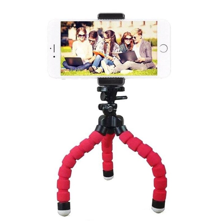 Trepied telefon, Interlook, Plastic, Universal, Negru/Rosu