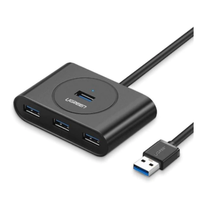 Хъб USB Ugreen 20290, 4 USB 3.0 порта, Дължина 0,5 м, Черен