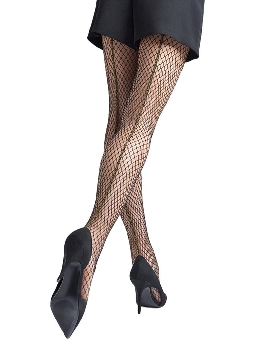 Dresuri dama tip plasa, Marilyn, Charly R16, Poliamida/Elastan, Cusatura decorativa, Negru/Auriu, Auriu/Negru