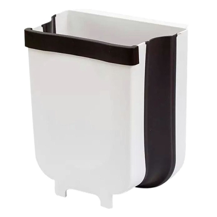 Cos pliabil pentru gunoi, ZakupyTV, Plastic, 8 l, Alb