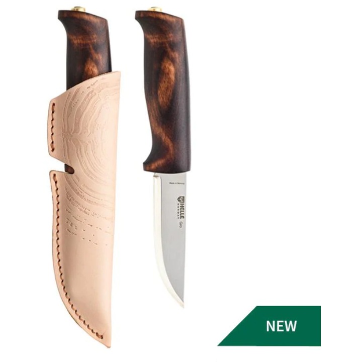 Cutit Helle Gro Bushcraft Outdoor Camping Vanatoare Lama Fixa Otel Inoxidabil Sandvik 12C27 Maner Mesteacan Design Nordic Robust Pentru Natura Aventuri Calatorii