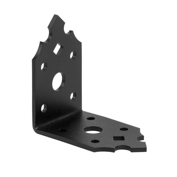 Ъгъл за свързване на дърво, UN, стомана, 65x2,5 мм, черен