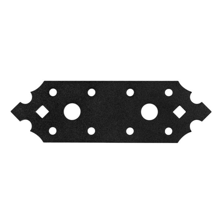 Placa perforata imbinare lemn, UN, Otel, 130x40x2.5 mm, Negru