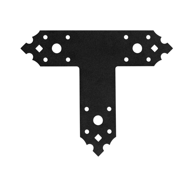 Перфорирана плоча за триъгълна дървена фуга, UN, стомана, 170x40x40x2,5 mm, черна