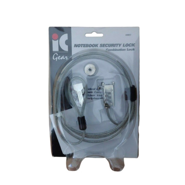 Сигурен кабел с код за лаптоп, IC Gear, 1.5 м, сребрист