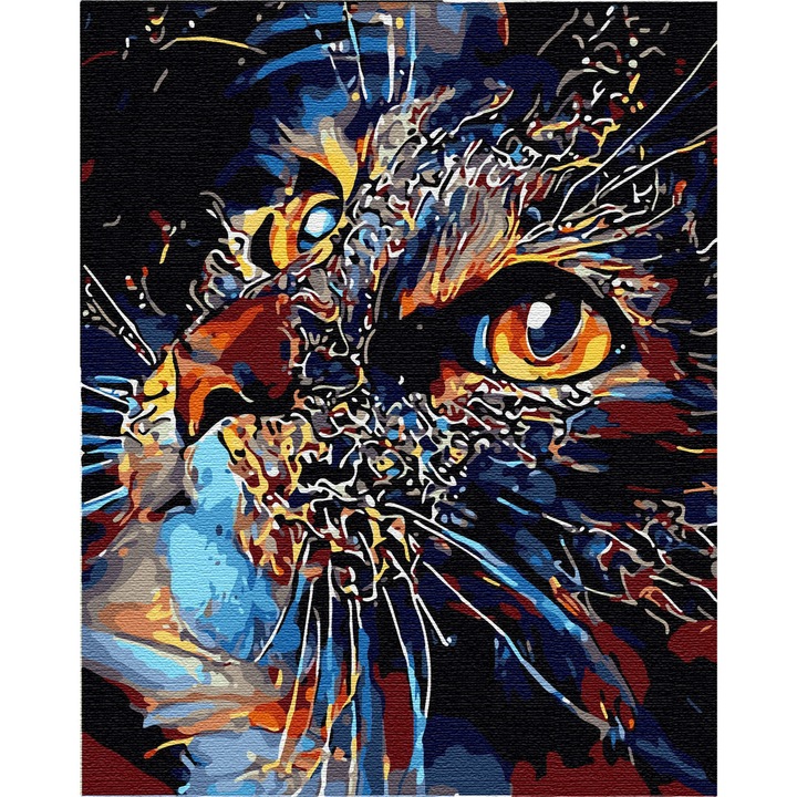 Set pictura dupa numere cu pisica, Artnapi, 40 x 50 cm, Multicolor