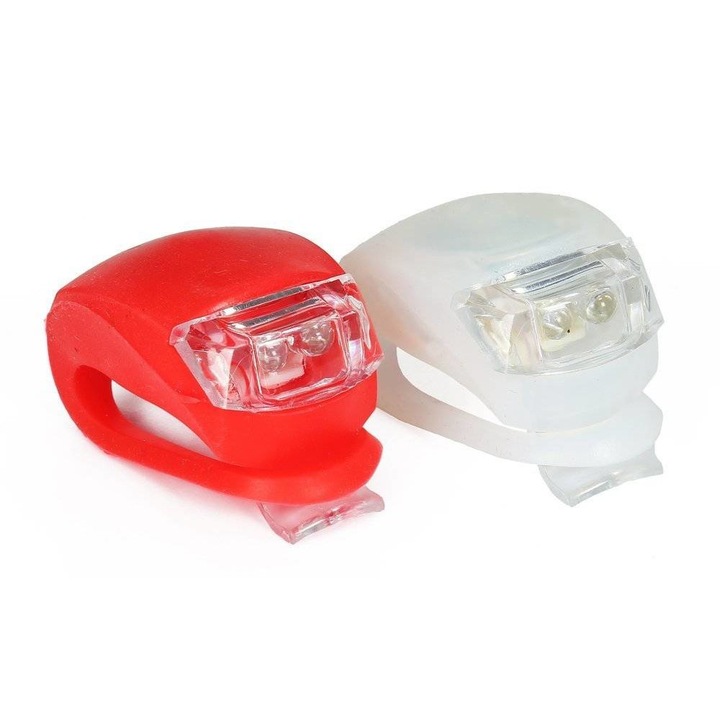 2 db LED kerékpár lámpa készlet, Interlook, műanyag, fehér/piros