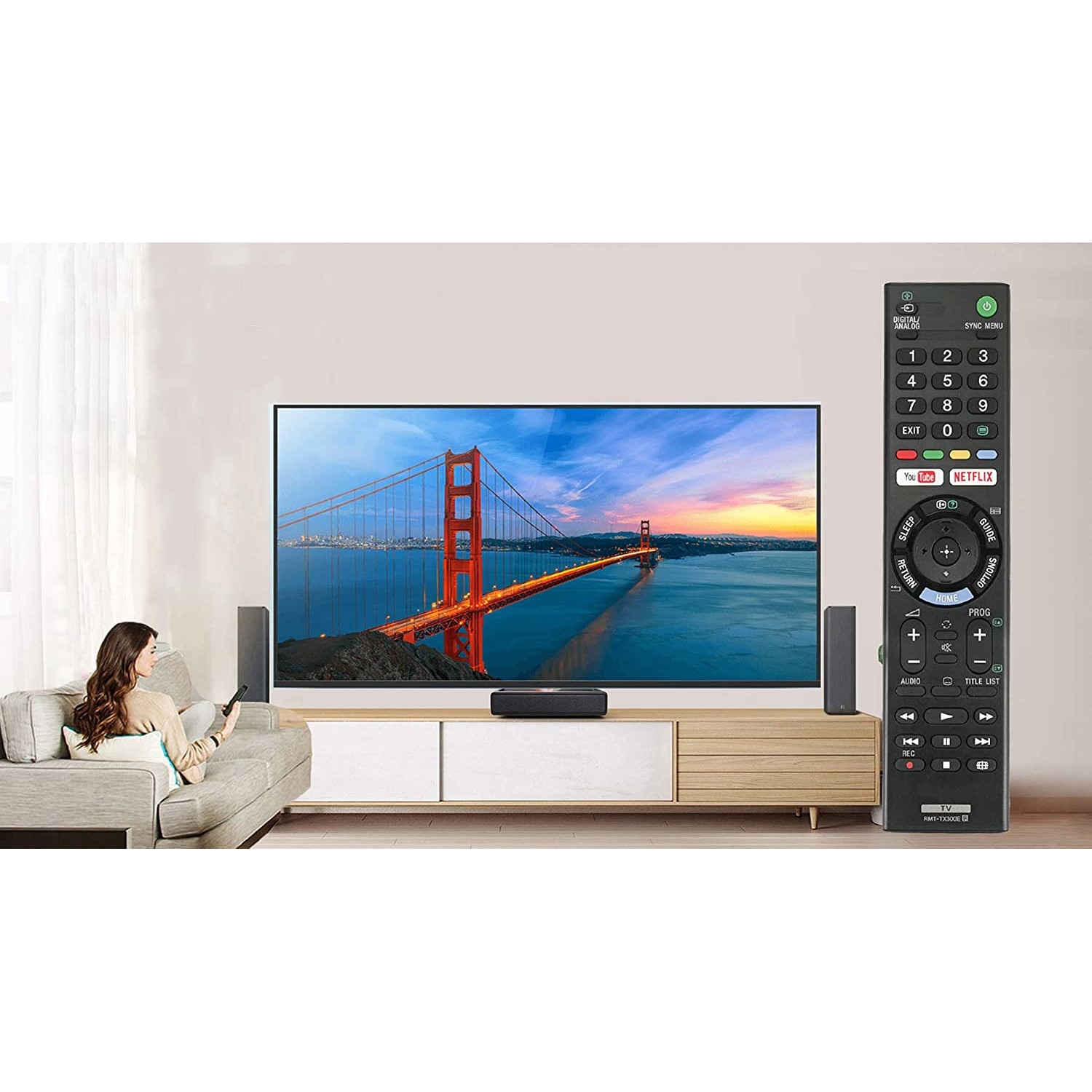 Дистанционно, за Sony LED/LCD Smart TV RMT-TX300E, черно - eMAG.bg