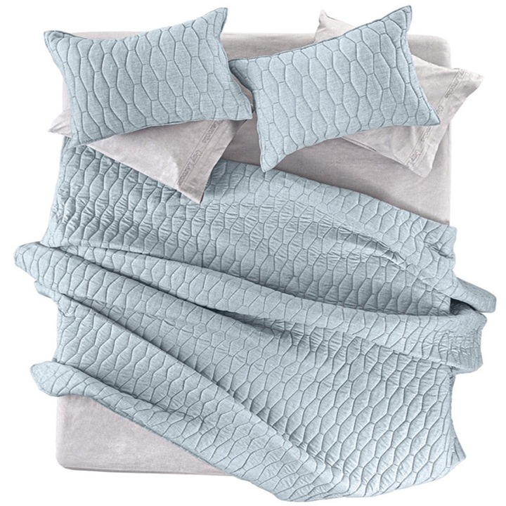 Set lenjerie de pat Diamante, Guy Laroche, 1 cuvertura 250x240cm, 1 pernuta 50x50cm, verde deschis