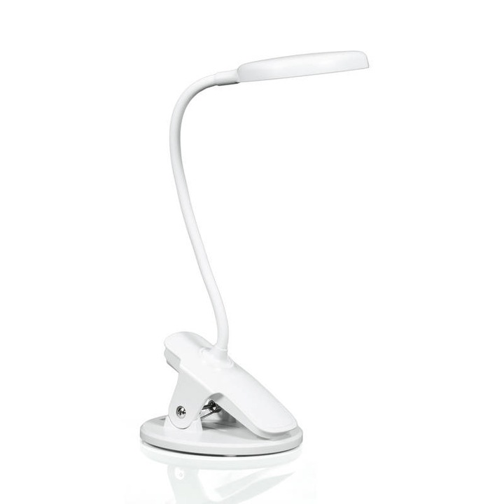 Lampa LED pentru birou, Interlook, Comutator tactil, USB, ABS, 30 cm, Alb