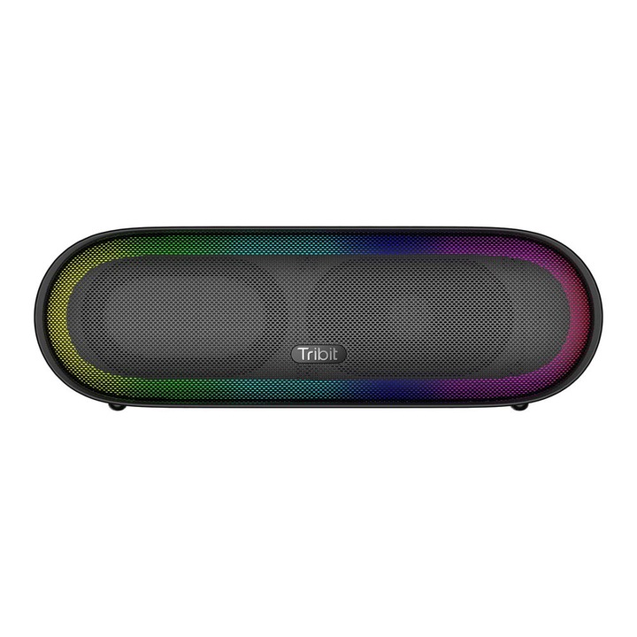 Преносим високоговорител Tribit XSound Mega 2в1 Bluetooth 5.0, NFC, Микрофон, Powerbank, USB-A, USB-C, 30 W, IPX7, LED светлини, 20 часа възпроизвеждане, Презрамка за носене, Черен