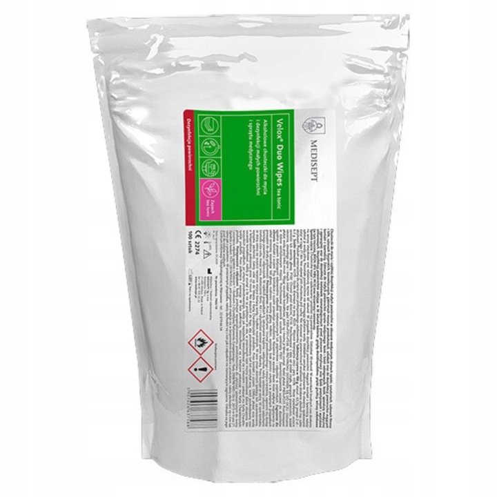 Servetele pentru dezinfectarea suprafetelor si echipamentelor medicale Velox Duo Wipes, 100 bucati, Medisept, Ceai tonic