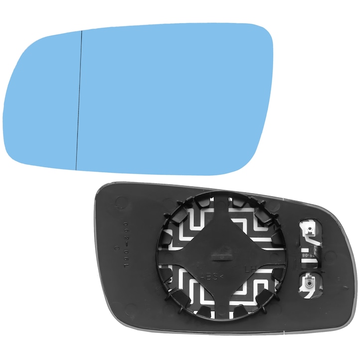 Sticla oglinda, Stanga, Am Audi A3 8L, A4 B5, A6, A8, Seat Leon, Toledo II, Alhambra, Volkswagen Golf IV, Bora, Passat B5, Skoda Fabia I, Octavia I, Incalzita, Albastru, Negru