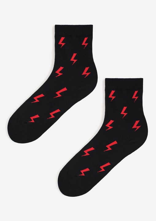 Sosete dama, Marilyn, Bumbac/Poliamida, Negru/Rosu, 36-40EU