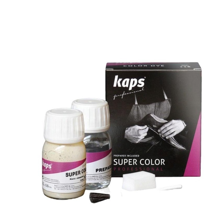 Set vopsea pantofi, Kaps, Pentru piele naturala, 50ml, Maro inchis