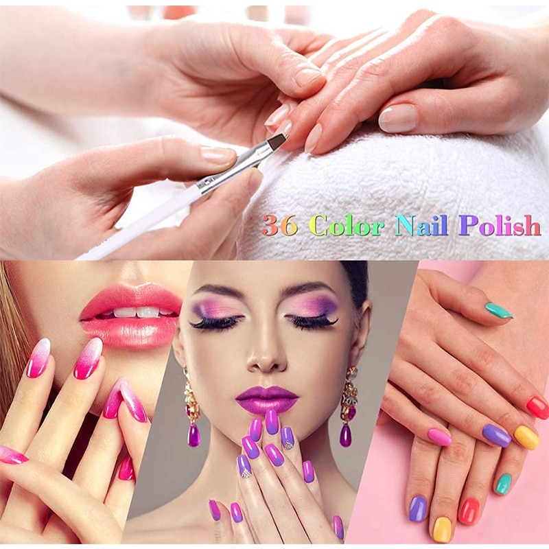 Set 41 produse nail art, Gel UV/Pensula, Multicolor eMAG.ro