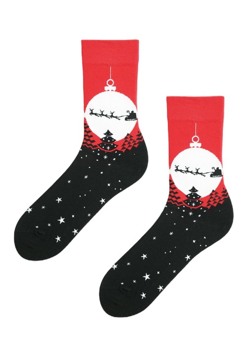 Sosete barbati, Marilyn, Bumbac, Model Craciun, Rosu/Negru, 41-45