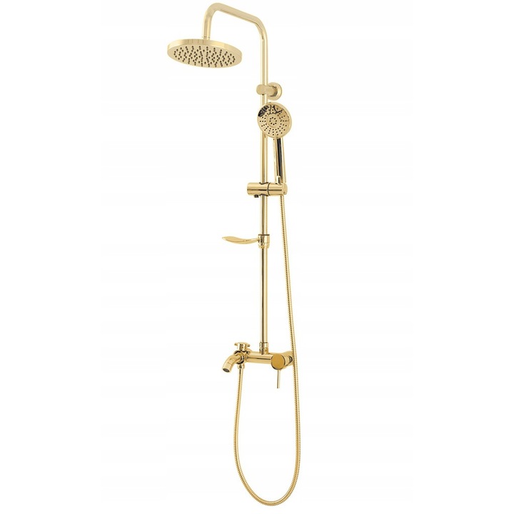 Coloana De Dus, Rea, Rea-P7006, 105 x 150 cm, Lungime Furtun 150 cm, Inaltime 105 cm, Diametru Dus 20 cm, Design Universal Si Modern, Aurie