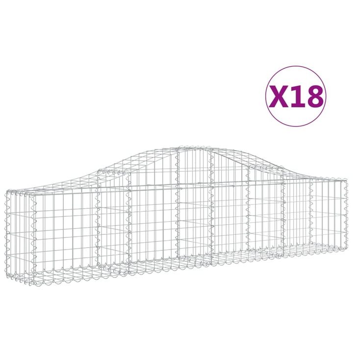 Set cosuri gabion arcuite 18 buc vidaXL, 200x30x40/60 cm, fier galvanizat 12 kg 3145381