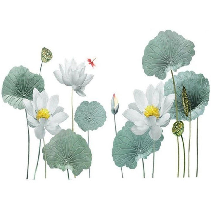 Sticker Decorativ Autocolant DAVIDAMI CONCEPT® model Flori de Lotus, dimensiune 180 cm x 90 cm