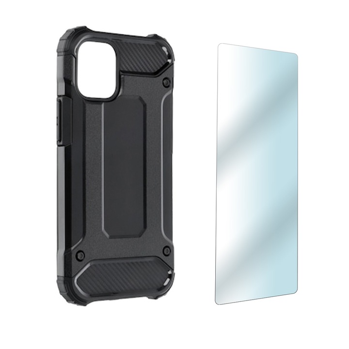 Комплект калъф и фолио за Apple Iphone 15 Pro Max, Ultra Safe Camera, Ultra Protect Tech, TPU, Armor, черен