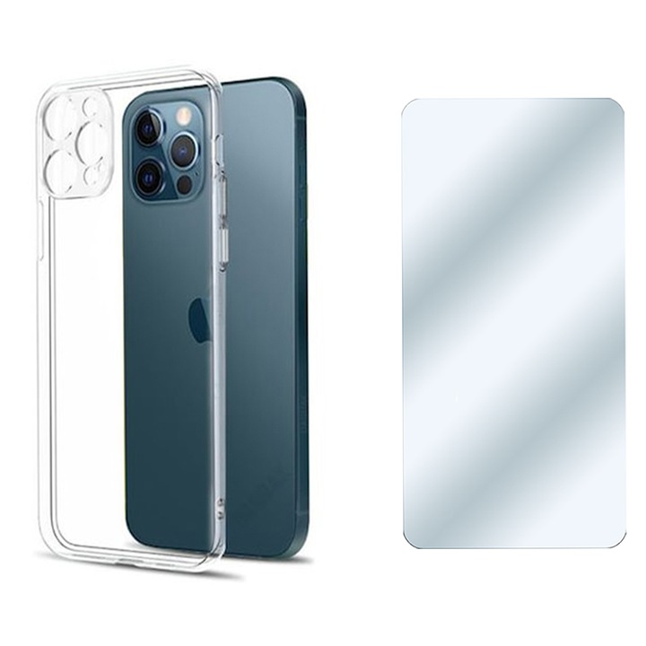 Комплект силиконов капак и защитно фолио за Apple iPhone 15 Pro, Ultra Safe Camera, Ultra Protect Tech, Transparent