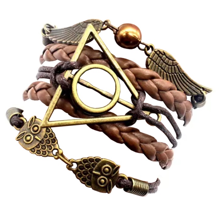 Női karkötő, deathly hollows modell, állítható, sötétbarna, EFAYN