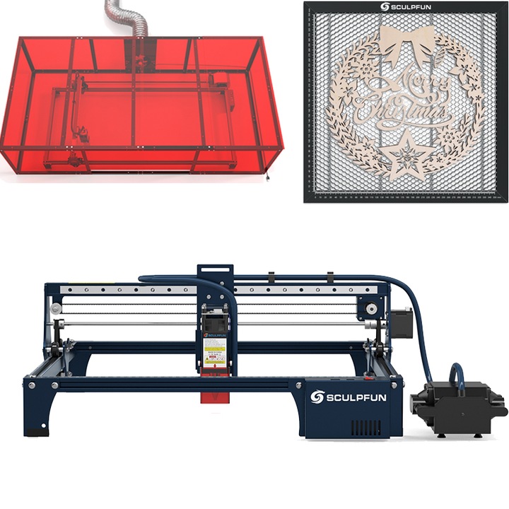 Машина за лазерно гравиране SCULPFUN, С аксесоари, Многоцветна