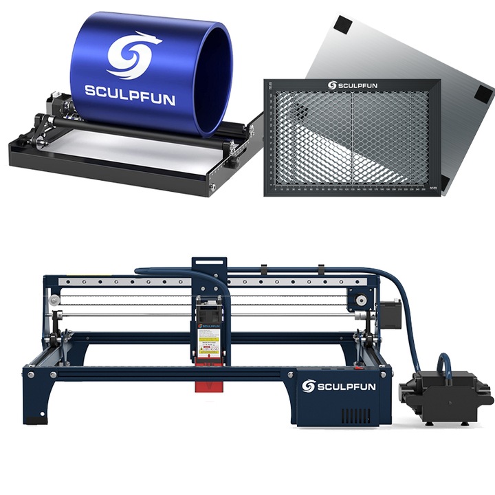 Комплект гравираща машина и аксесоари SCULPFUN, Multicolor