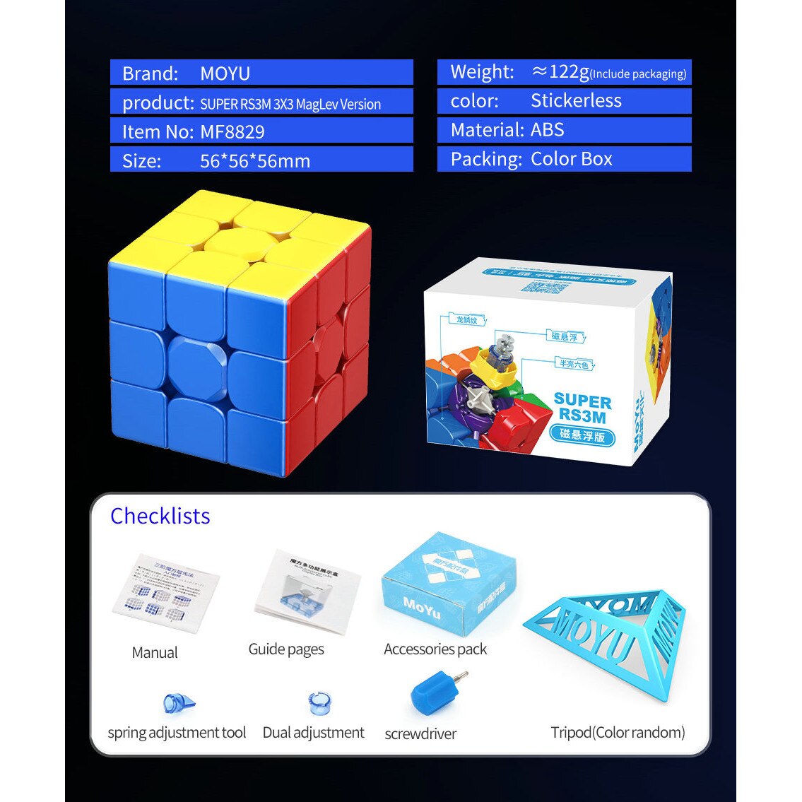 Cub Rubik Magic Cube MoYu 2022 SUPER RS3M,3x3, MF8829, Professional ...