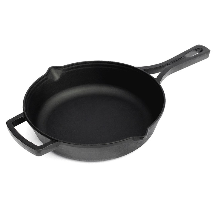 Mély serpenyő, Brizoll, Öntöttvas, Nem zománcozott, Öntött nyél, 26 cm