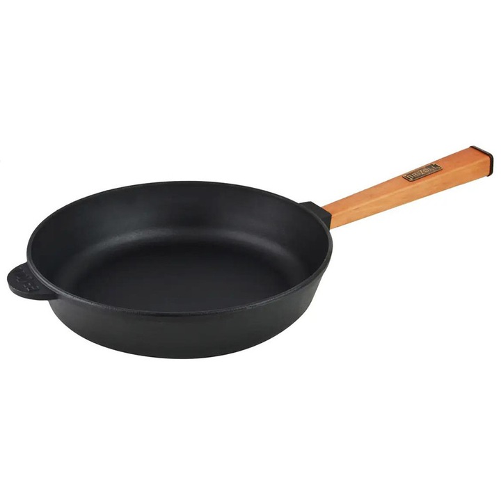 Тиган, Brizoll, Чугун, Неемайлиран, Дървена дръжка, 240х61,5 мм