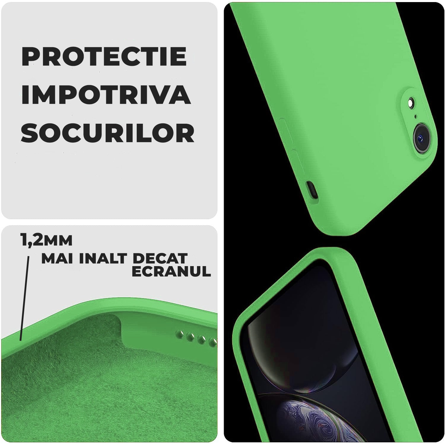 Husa Daden® Soft Silicone compatibila cu iPhone XR, Interior din Microfibra, Protectie sporita, Verde deschis