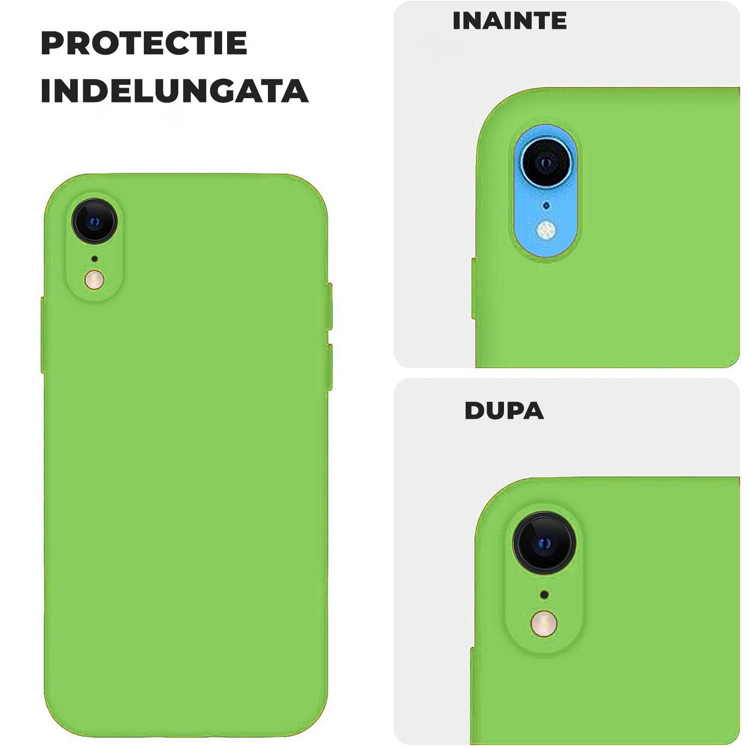 Husa Daden® Soft Silicone compatibila cu iPhone XR, Interior din Microfibra, Protectie sporita, Verde deschis