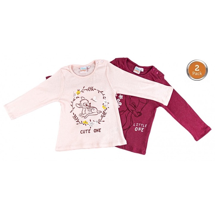 Set 2 bluze pentru copii, Javoli, Bumbac, Roz, 74/80 cm