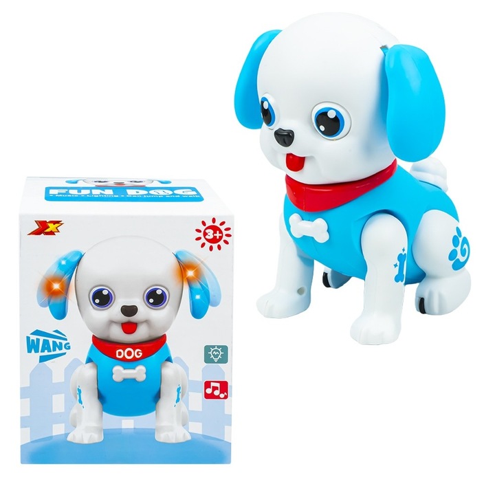 Catelus interactiv cu muzica si lumini, 17 cm, 3 ani