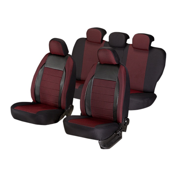 Set huse scaune auto, Editia Elegance, 11 piese, Rosu