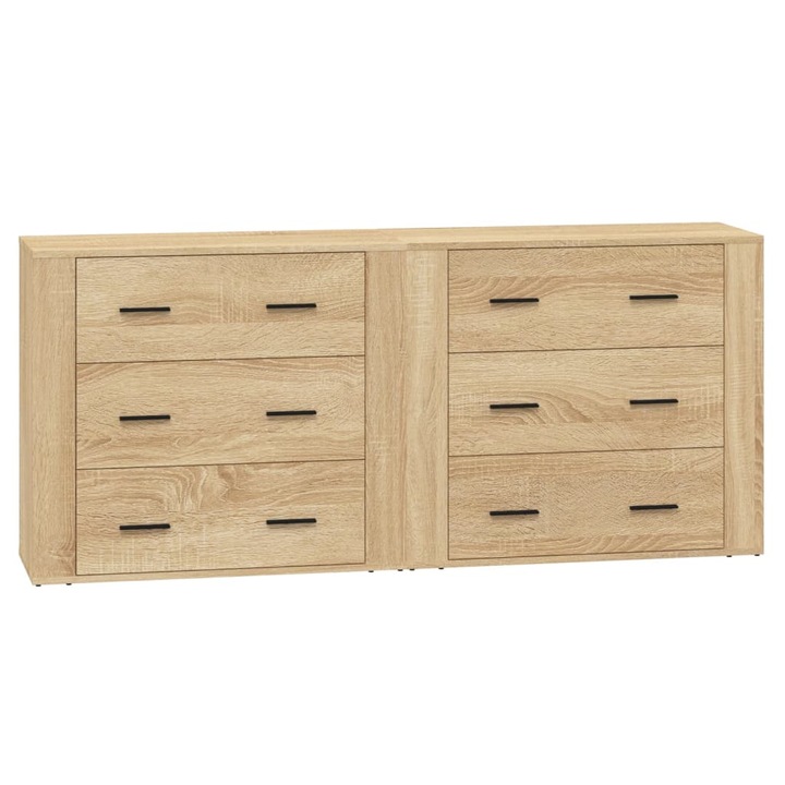 vidaXL 2 db sonoma tölgyszínű szerelt fa tálalószekrény 29.2 kg