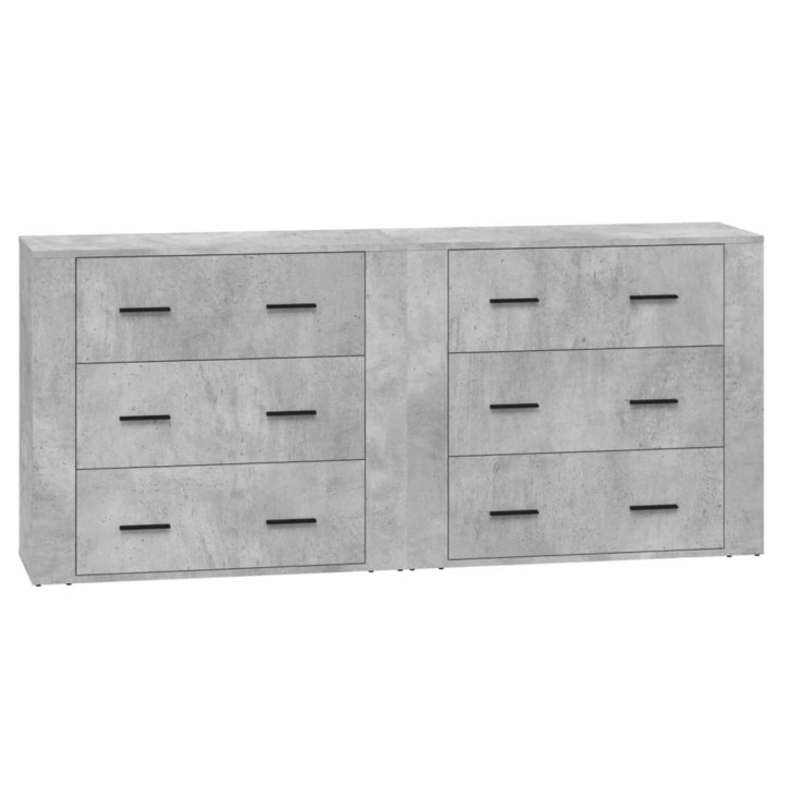 Set servante vidaXL, 2 piese, gri beton, lemn prelucrat, 80 x 33 x 70 cm, 29.9 kg