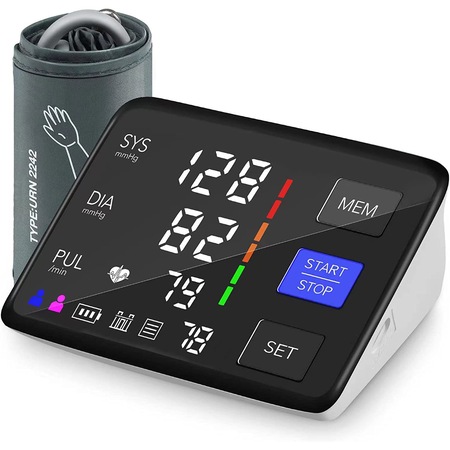 Tensiometru de Brat, WOWSTEP®, Masurare Tensiune Sistolica/Diastolica, Puls, Senzor de Mare Precizie, Ecran LCD, Manseta Reglabila 22-42 cm, Pentru 2 Utilizatori, Functie de Memorare, Portabil, Validat Clinic