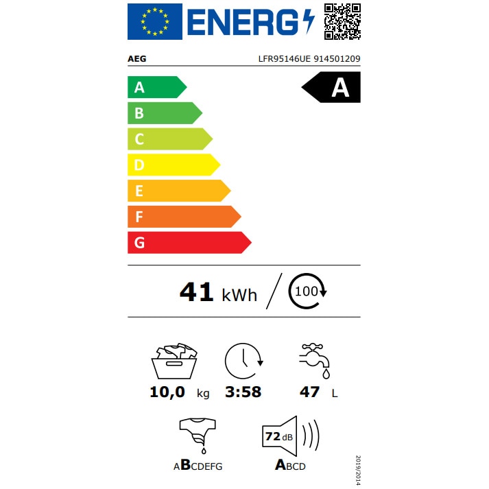 Masina de spalat rufe AEG LFR95146UE, 10 kg, 1400 rpm, Motor Inverter MagnetPermanent, SoftWater, OkoMix, Clasa A, Wi-Fi, ProSense, ProSteam, Afisaj LED, Alb