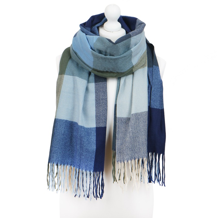 Esarfa in carouri, Pentru Femei, Aleszale, Bleumarin