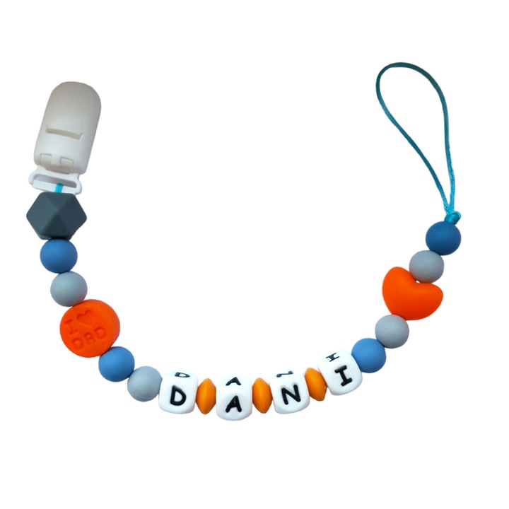 Lantisor personalizat pentru suzeta din silicon alimentar/inimioara